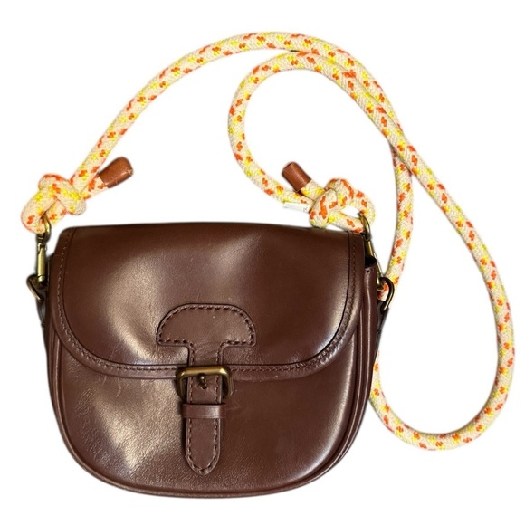 J. Crew Classic Small Saddle Bag in Brown Leather Cross Body Outside Pocket EUC - Picture 3 of 17